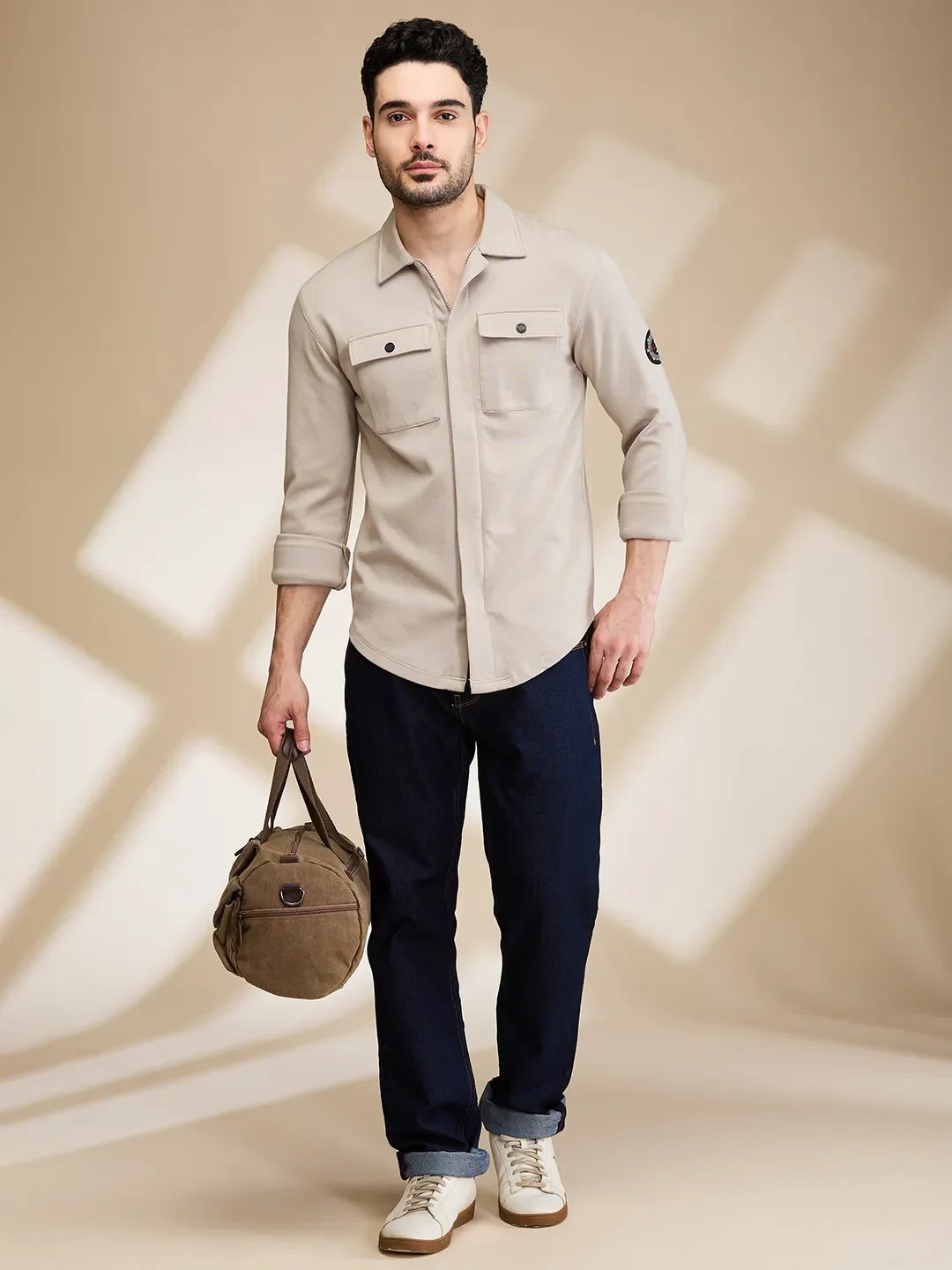 Grey Slim Fit Regular Collar Men's Shirt by Being Human Clothing - Image 6