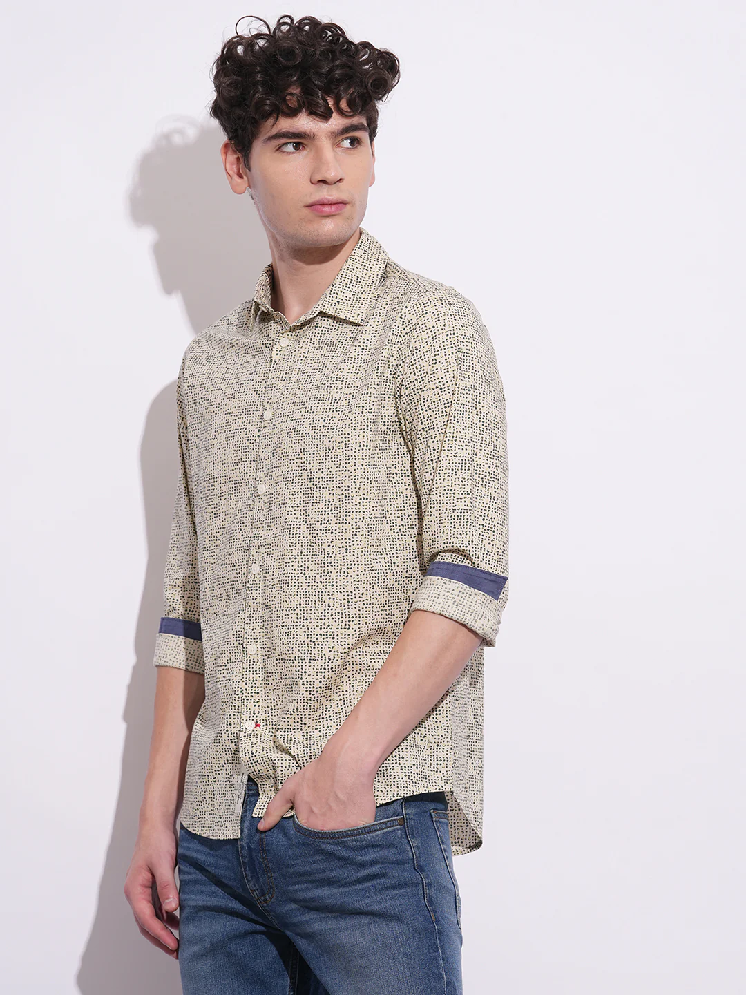 Off White Regular Fit Regular Collar Men's Shirt by Being Human Clothing - Image 2