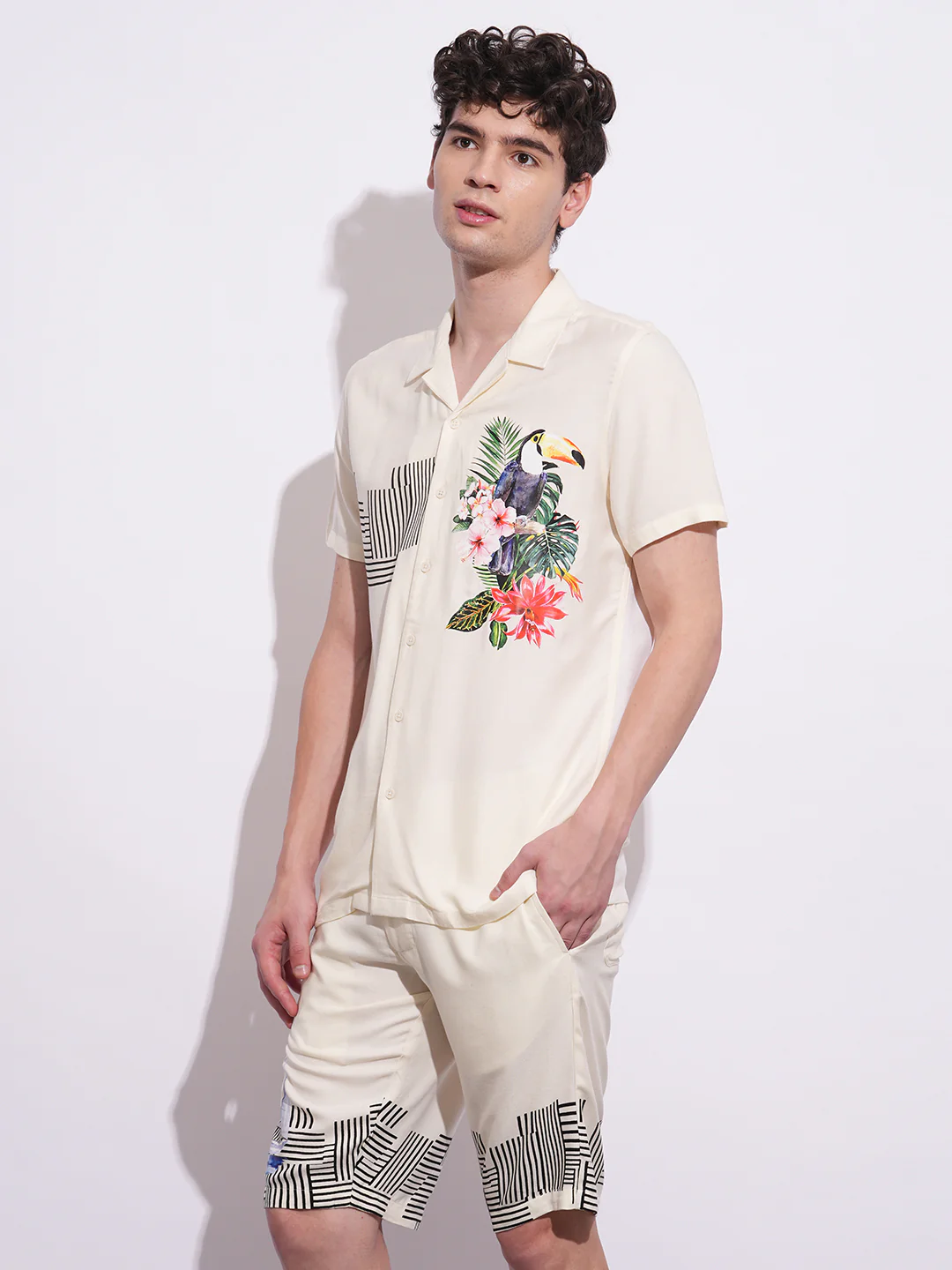 Off White Regular Fit Regular Collar Men's Shirt by Being Human Clothing - Image 2