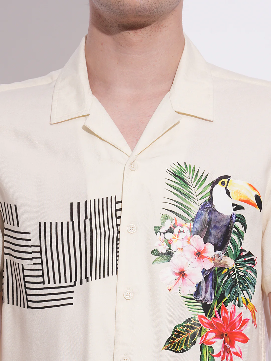 Off White Regular Fit Regular Collar Men's Shirt by Being Human Clothing - Image 4