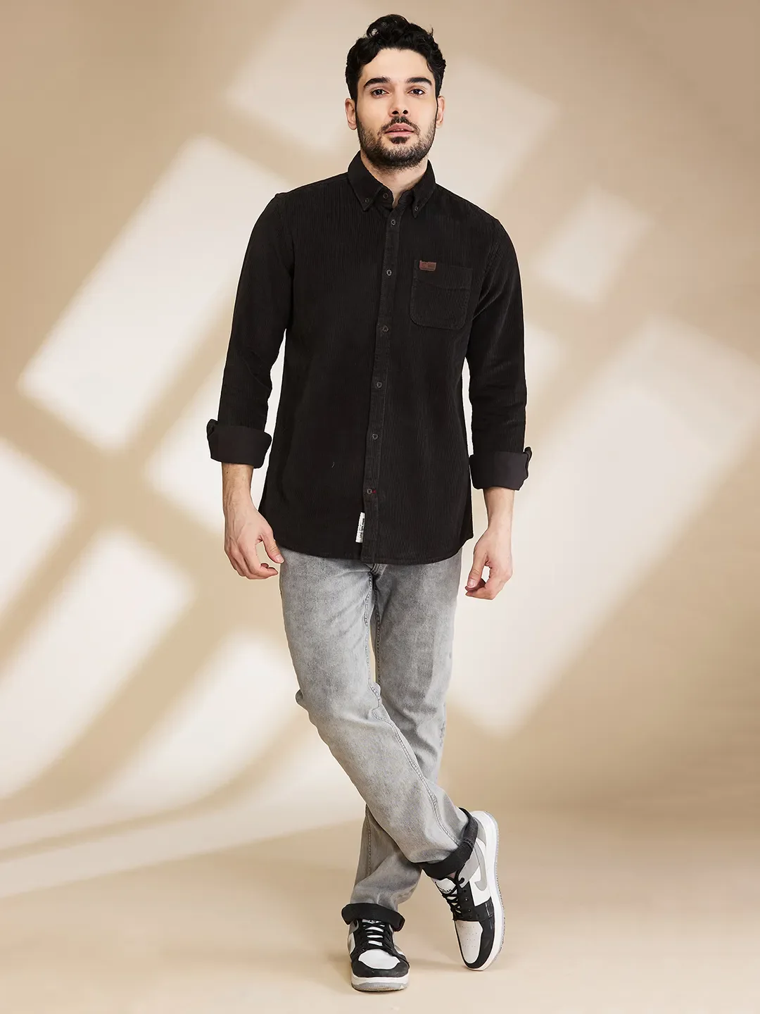 Grey Slim Fit Regular Collar Men's Shirt by Being Human Clothing - Image 2