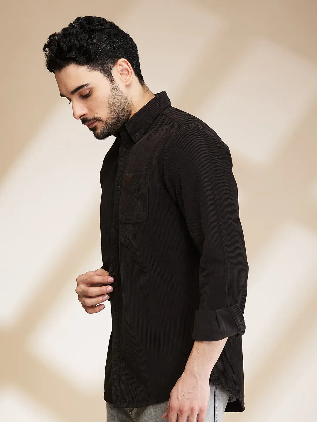 Grey Slim Fit Regular Collar Men's Shirt by Being Human Clothing - Image 4