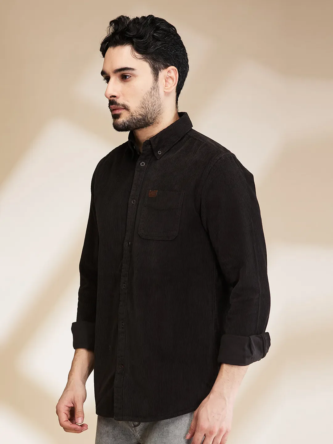 Grey Slim Fit Regular Collar Men's Shirt by Being Human Clothing - Image 5