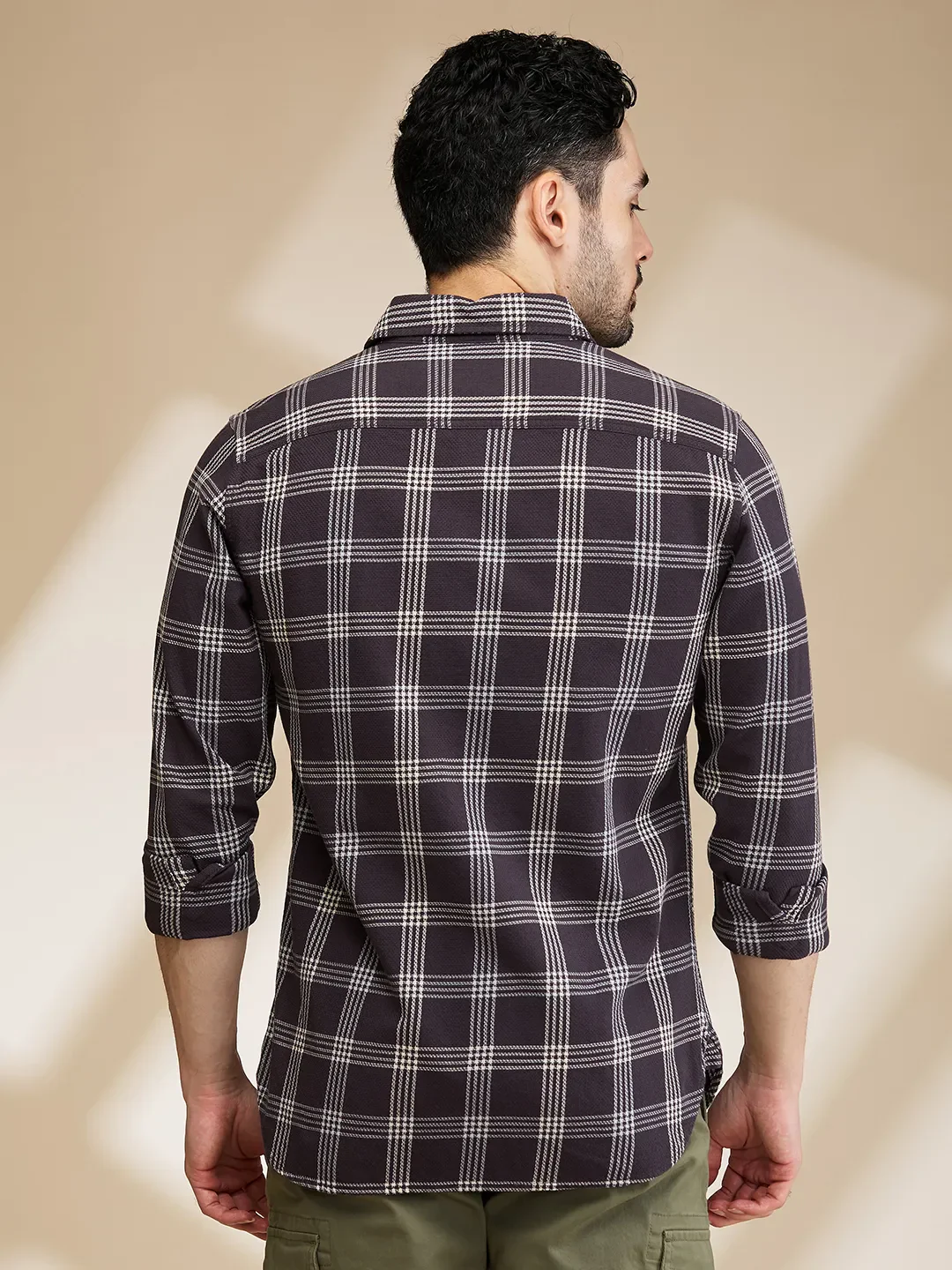 Grey Slim Fit Regular Collar Men's Shirt by Being Human Clothing - Image 3