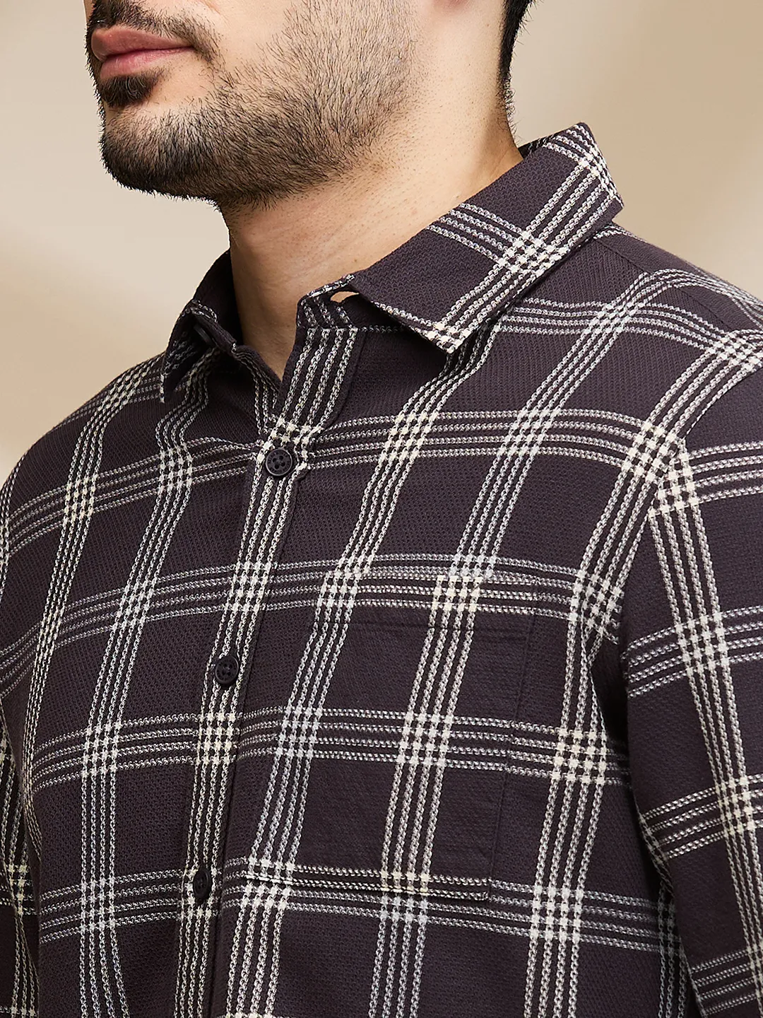 Grey Slim Fit Regular Collar Men's Shirt by Being Human Clothing - Image 5