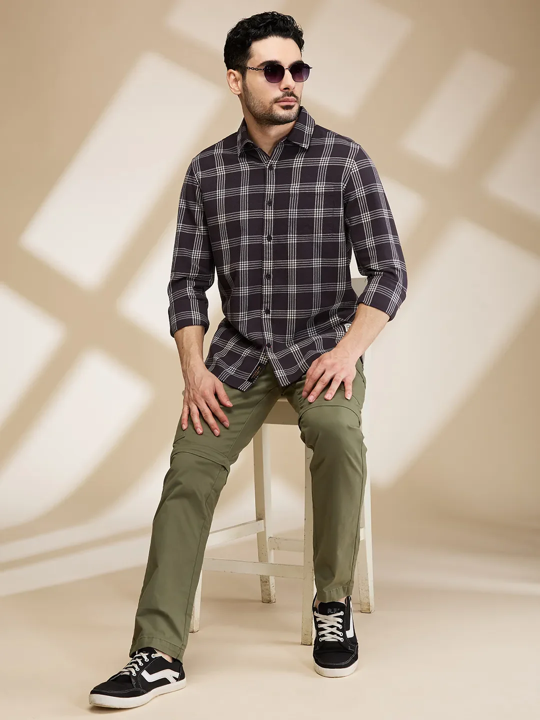 Grey Slim Fit Regular Collar Men's Shirt by Being Human Clothing - Image 6
