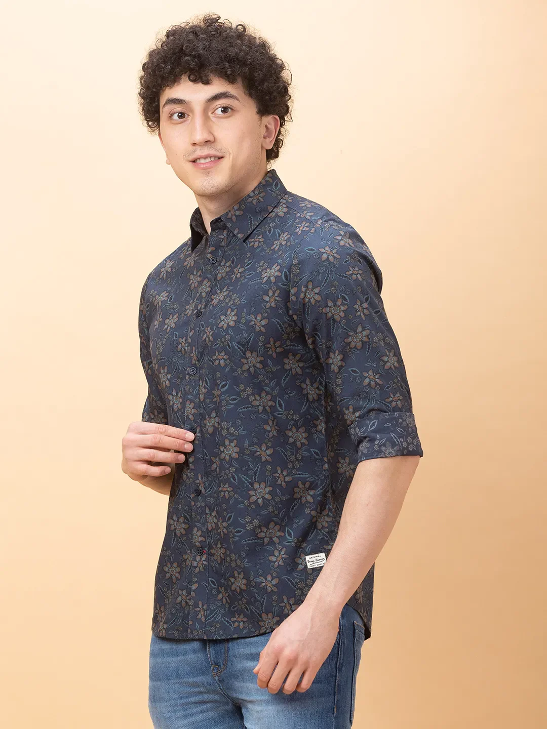 Cobalt Blue Slim Fit Regular Collar Men's Shirt by Being Human Clothing - Image 4