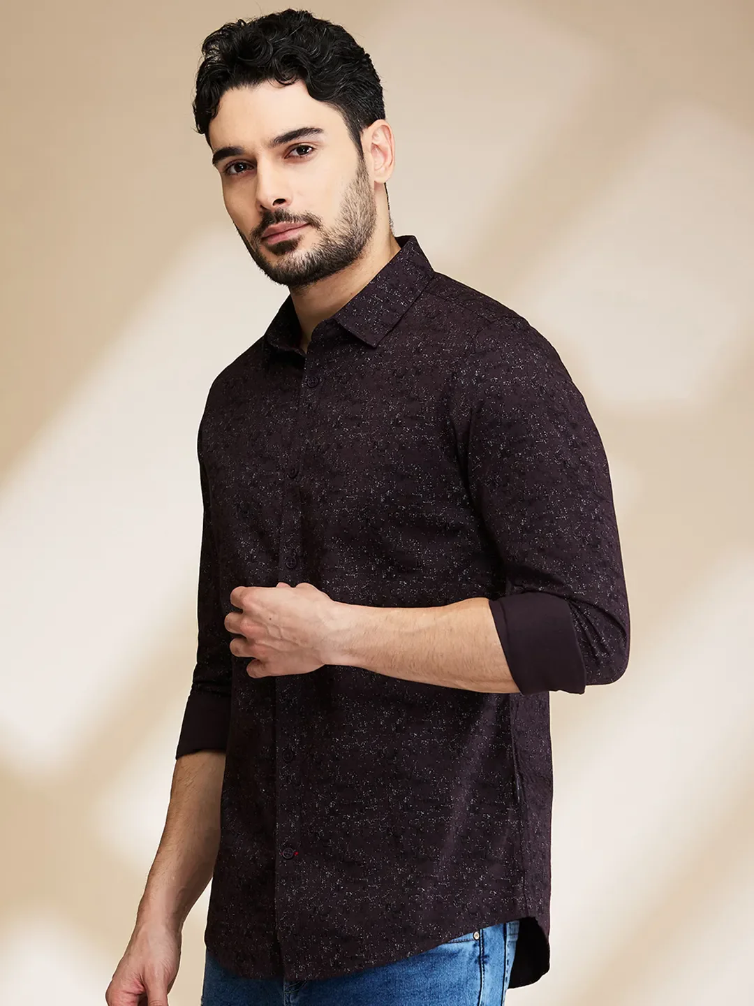 Coffee Slim Fit Regular Collar Men's Shirt by Being Human Clothing - Image 4