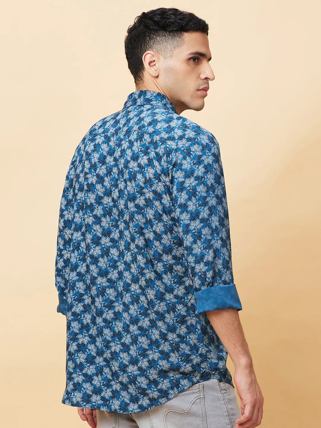 Teal Slim Fit Regular Collar Men's Shirt by Being Human Clothing - Image 3