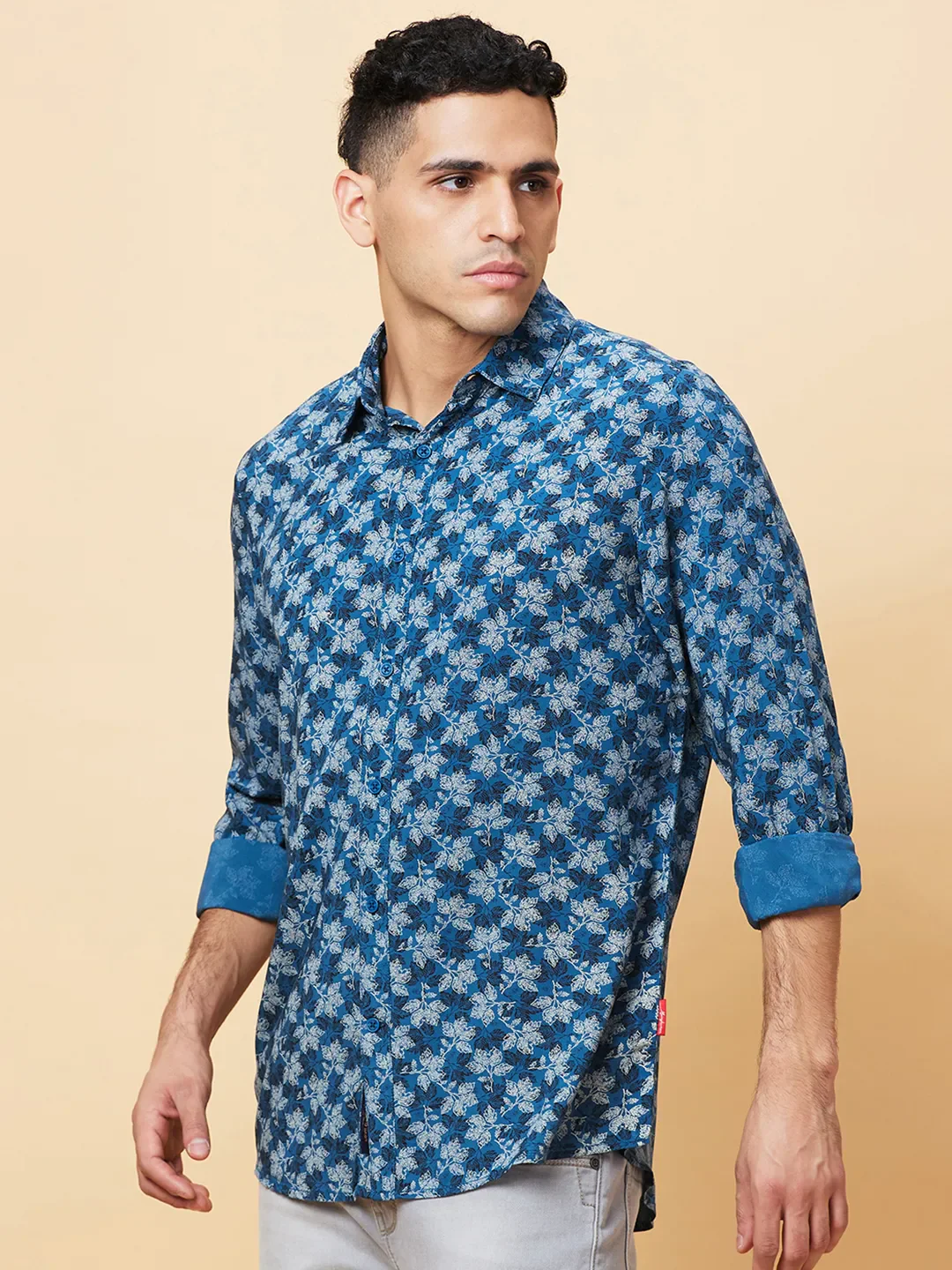 Teal Slim Fit Regular Collar Men's Shirt by Being Human Clothing - Image 4