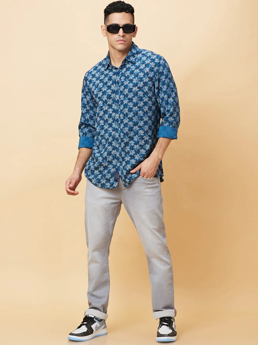 Teal Slim Fit Regular Collar Men's Shirt by Being Human Clothing - Image 6