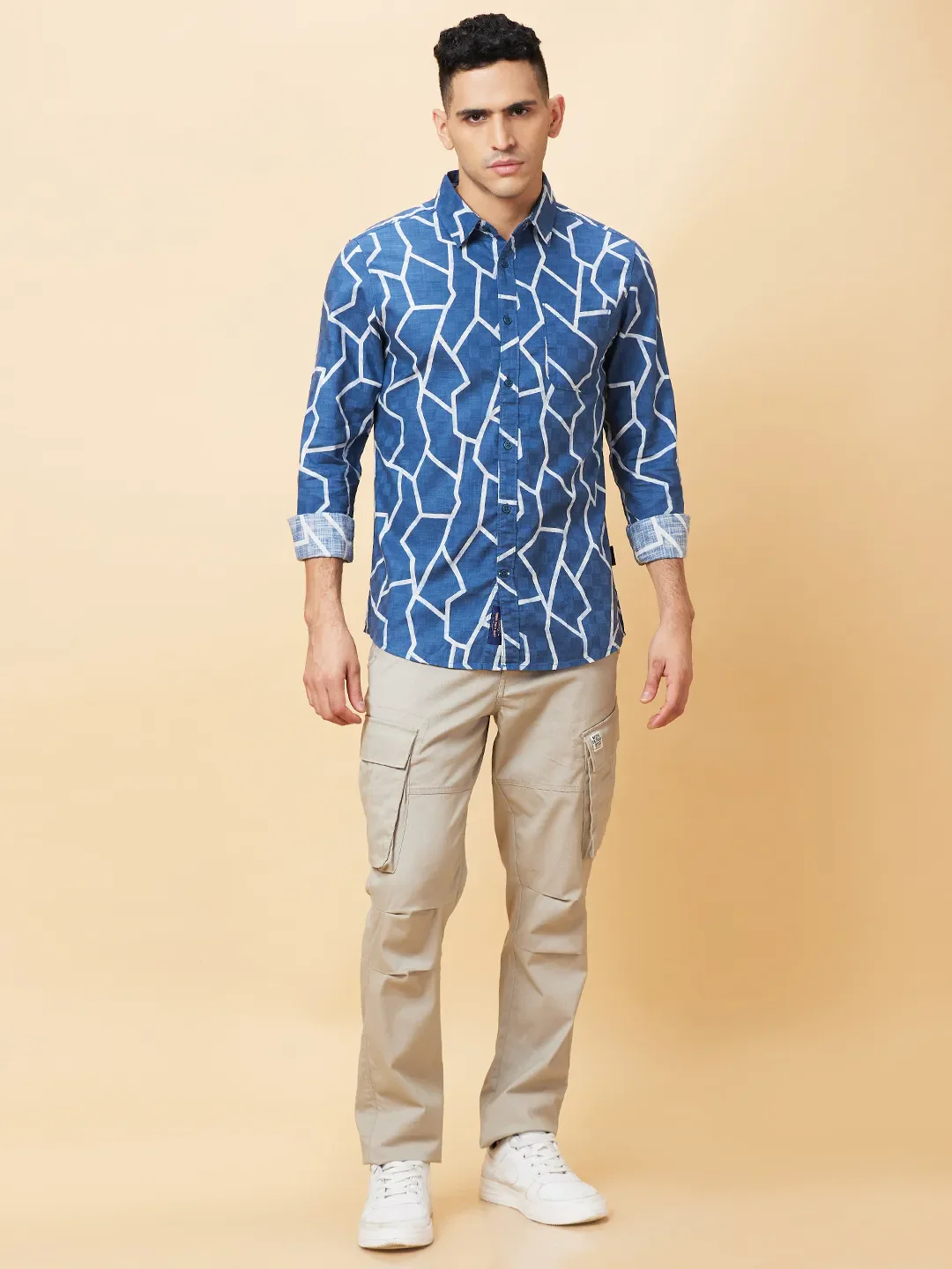 Blue Slim Fit Regular Collar Men's Shirt by Being Human Clothing - Image 2