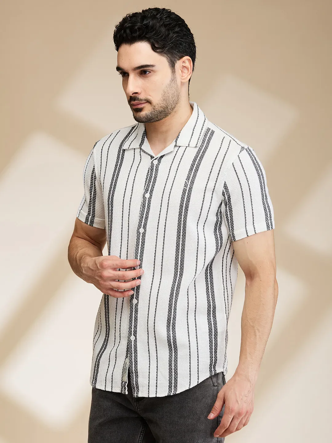Grey Slim Fit Regular Collar Men's Shirt by Being Human Clothing - Image 4