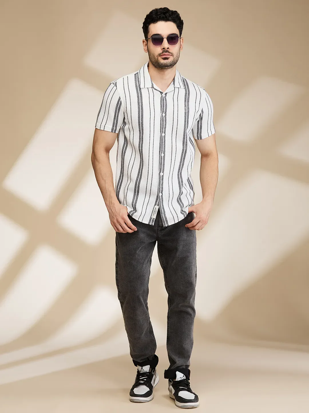 Grey Slim Fit Regular Collar Men's Shirt by Being Human Clothing - Image 6