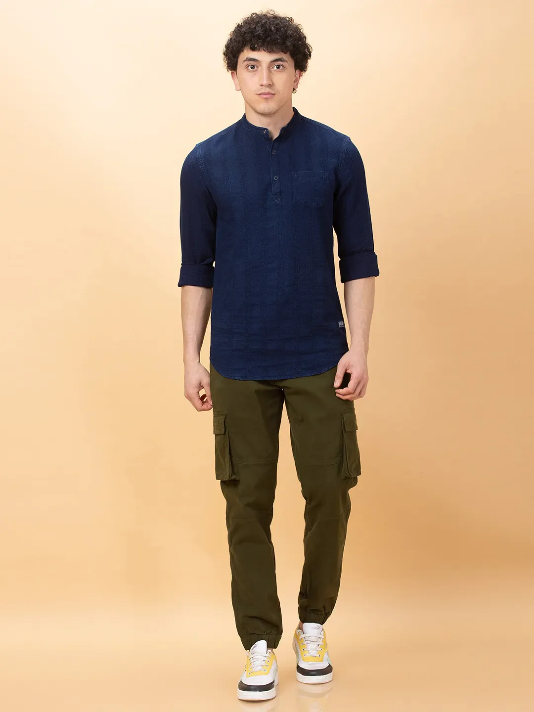 Dark Navy Slim Fit Regular Collar Men's Shirt by Being Human Clothing - Image 2