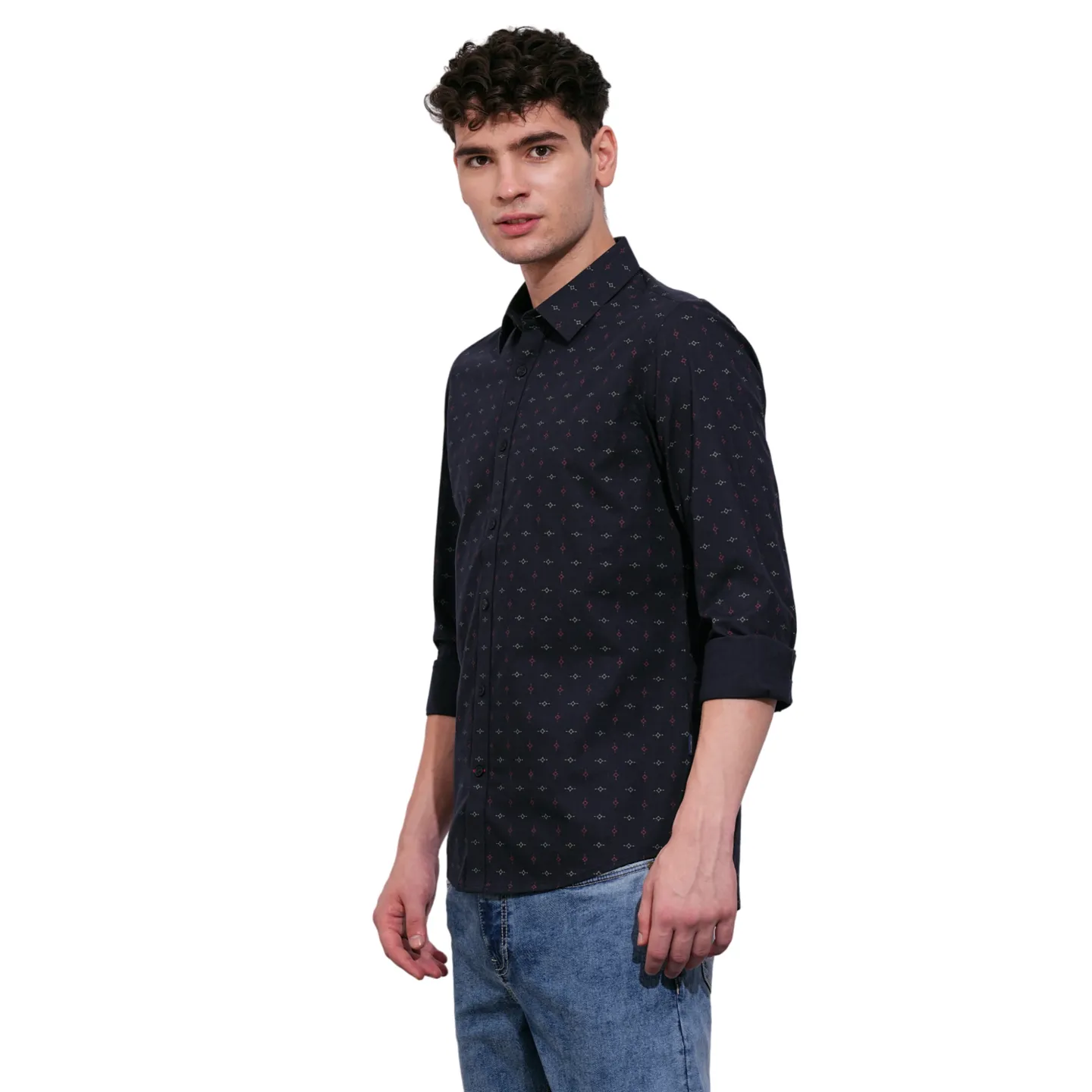 Navy Slim Fit Regular Collar Men's Shirt by Being Human Clothing - Image 2