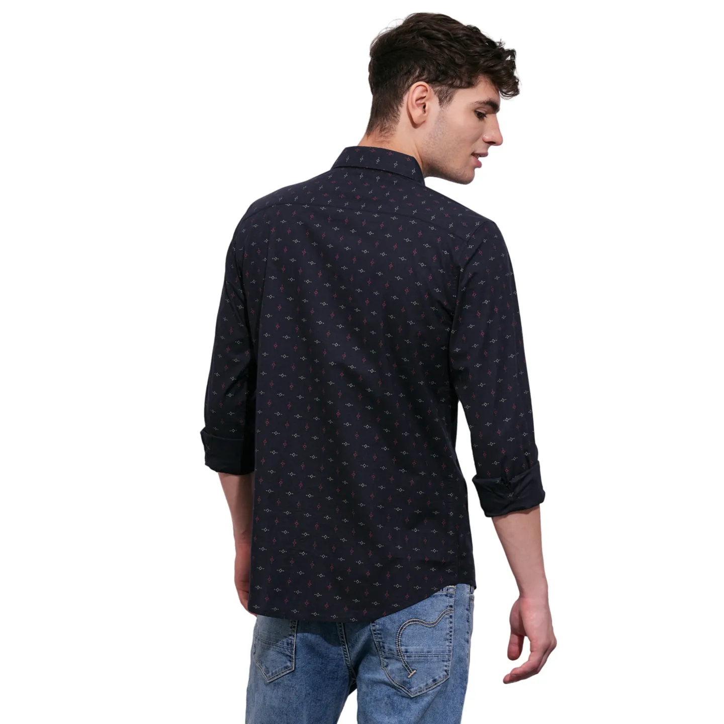 Navy Slim Fit Regular Collar Men's Shirt by Being Human Clothing - Image 3