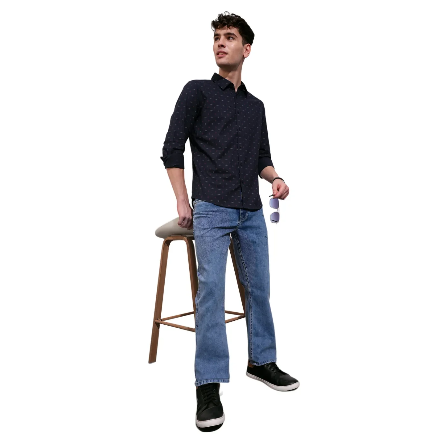 Navy Slim Fit Regular Collar Men's Shirt by Being Human Clothing - Image 4