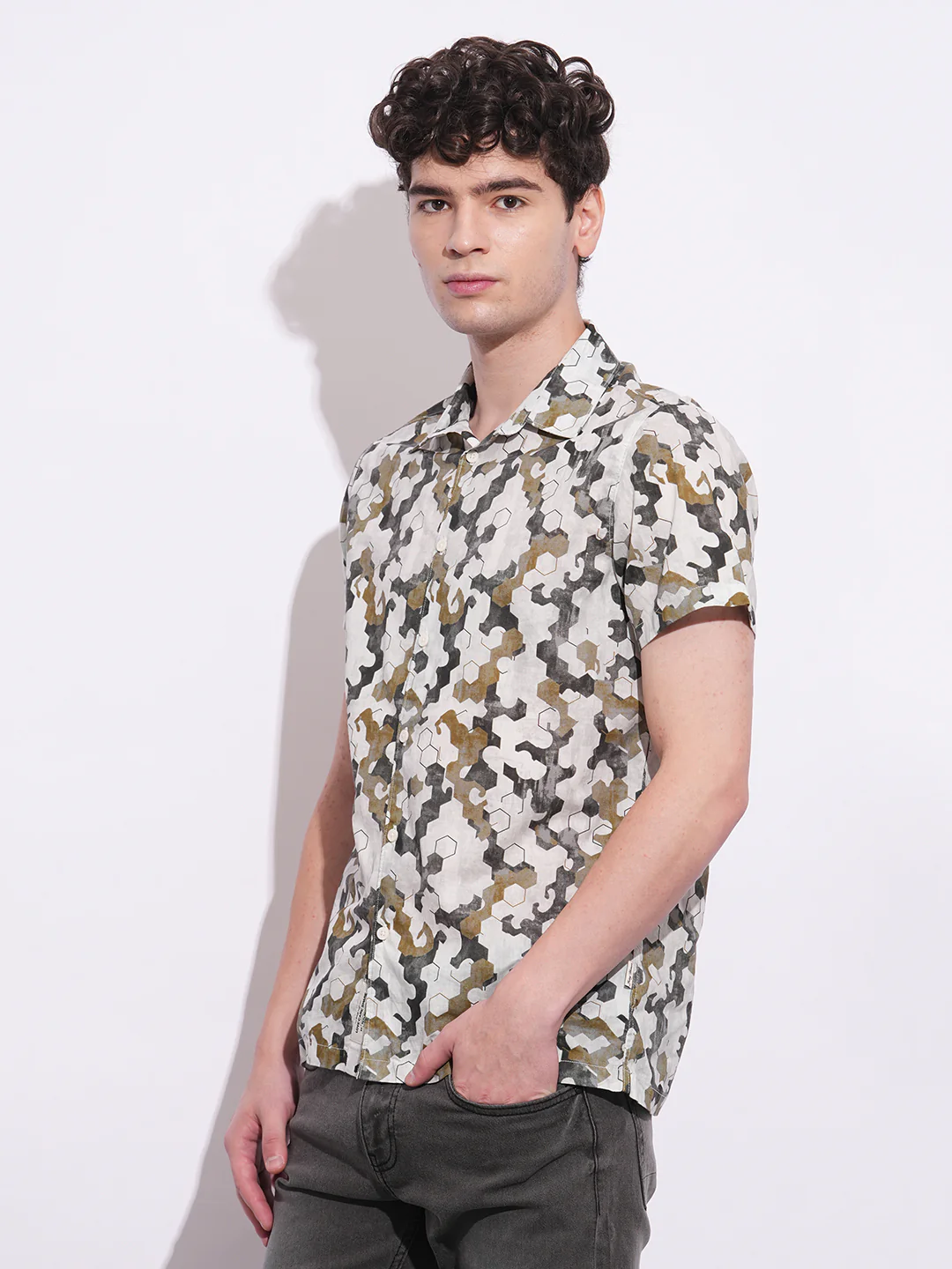 Olive Regular Fit Regular Collar Men's Shirt by Being Human Clothing - Image 2