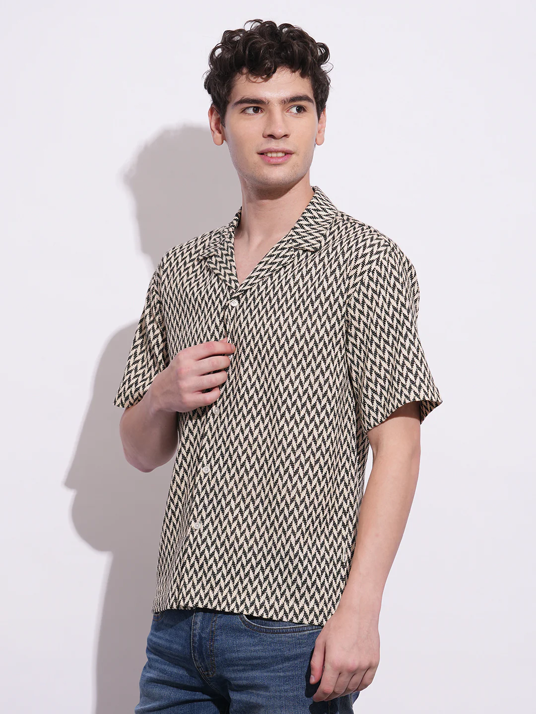 Ecru Regular Fit Regular Collar Men's Shirt by Being Human Clothing - Image 2