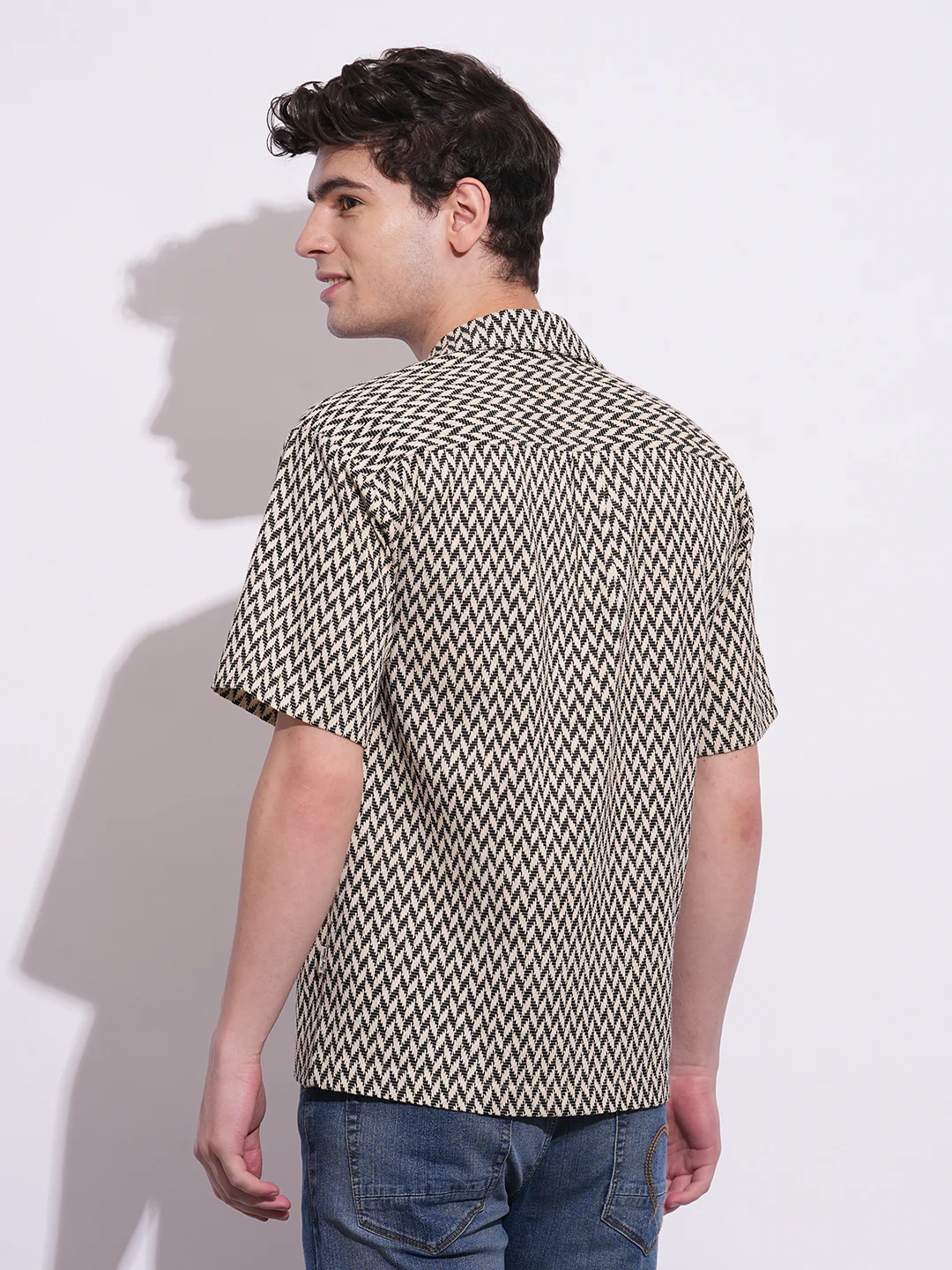 Ecru Regular Fit Regular Collar Men's Shirt by Being Human Clothing - Image 3