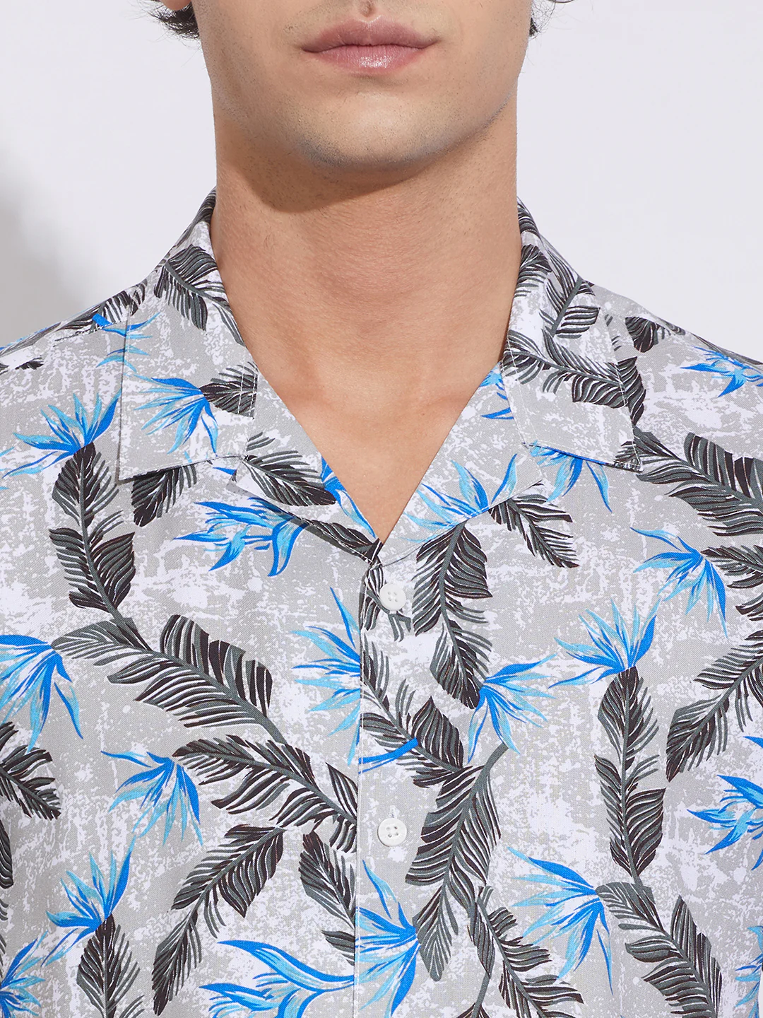 Grey Slim Straight Fit Regular Collar Short Sleeves Men's Shirt by Being Human Clothing - Image 5
