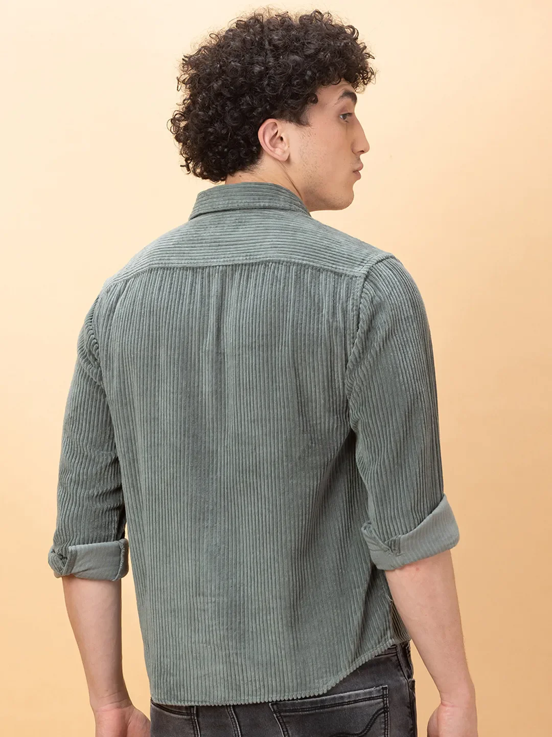 Green Slim Fit Regular Collar Men's Shirt by Being Human Clothing - Image 3