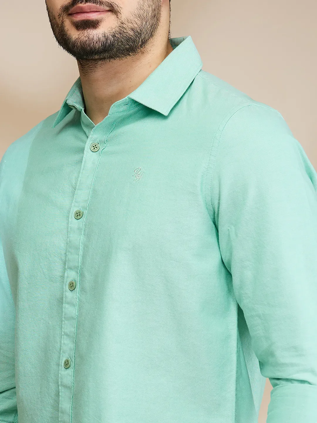 Green Slim Fit Regular Collar Men's Shirt by Being Human Clothing - Image 5