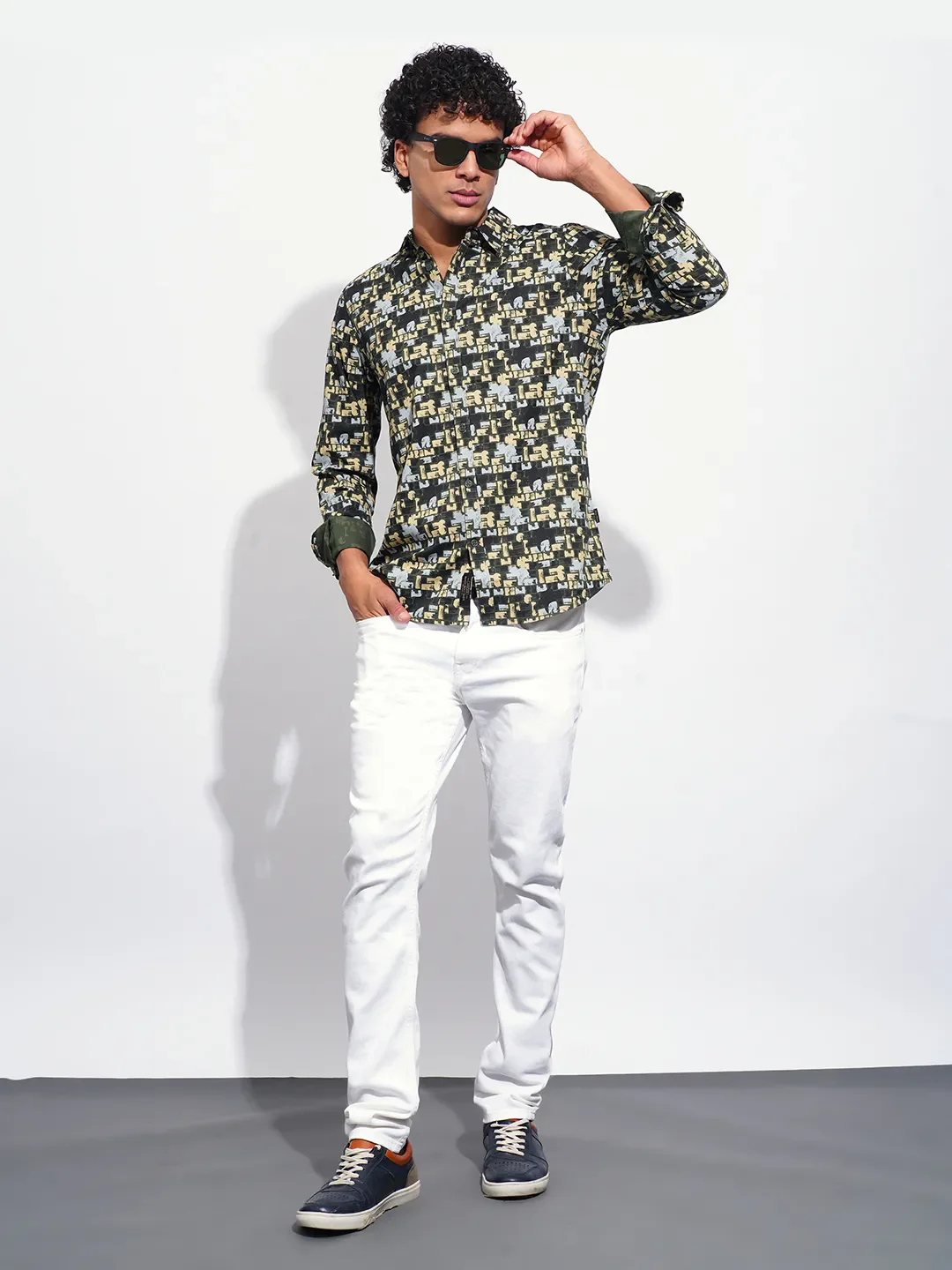 Green Slim Straight Fit Regular Collar Long Sleeves Men's Shirt by Being Human Clothing - Image 4