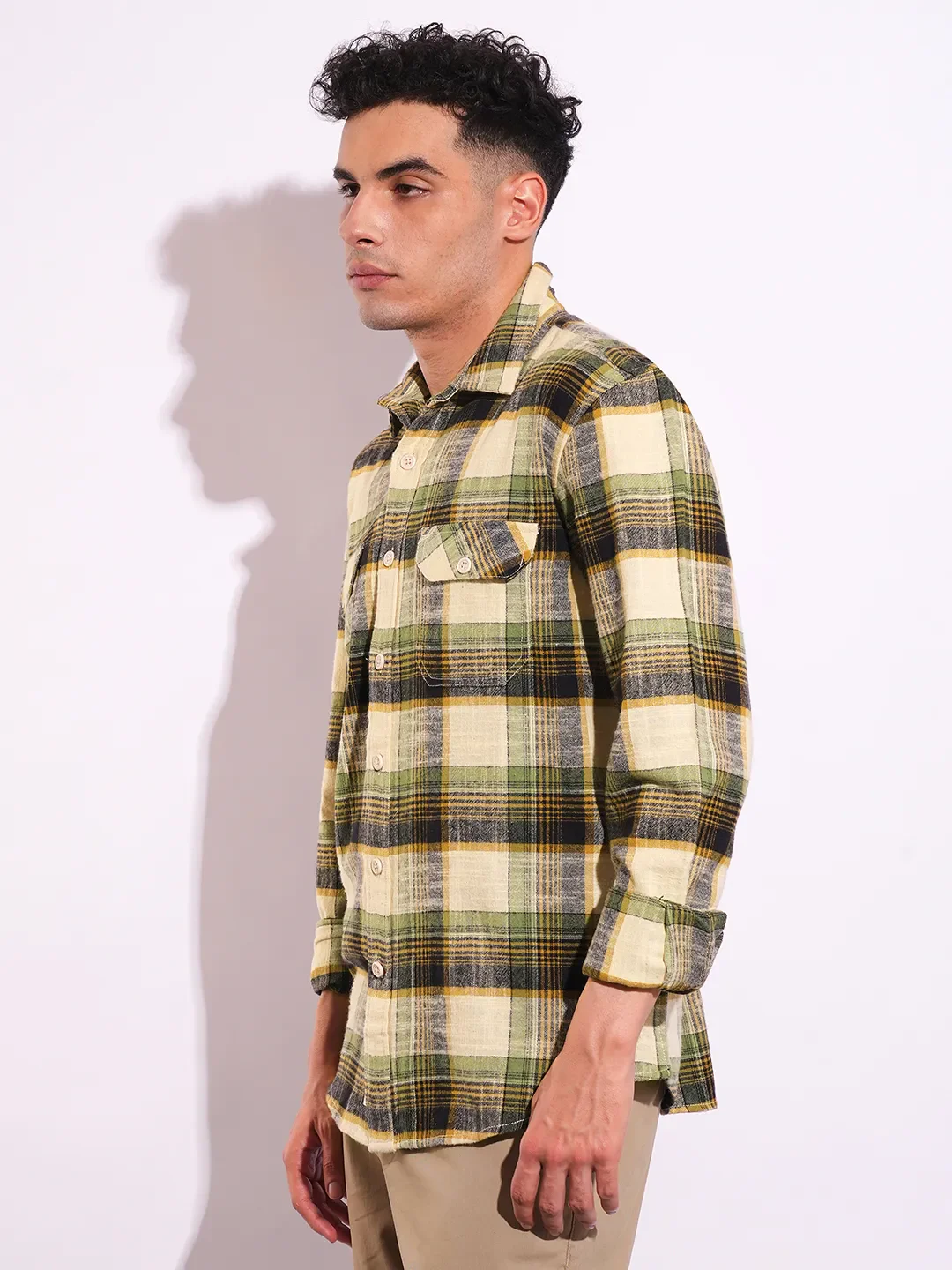 Green Moderno Fit Regular Collar Long Sleeves Men's Shirt by Being Human Clothing - Image 2