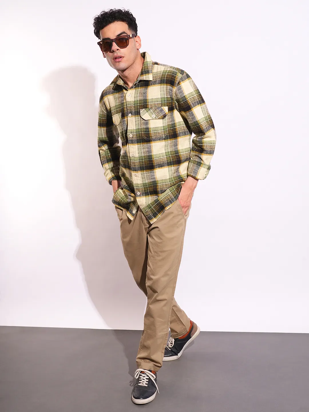 Green Moderno Fit Regular Collar Long Sleeves Men's Shirt by Being Human Clothing - Image 4