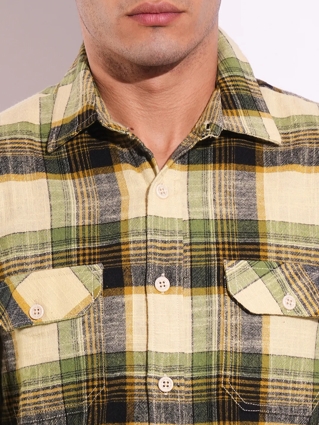 Green Moderno Fit Regular Collar Long Sleeves Men's Shirt by Being Human Clothing - Image 5