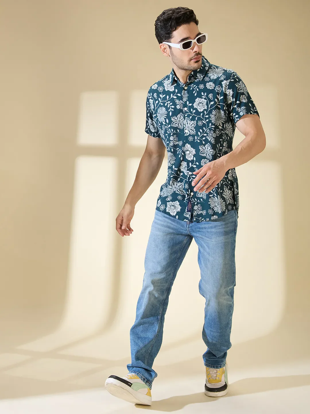 Green Regular Fit Regular Collar Men's Shirt by Being Human Clothing - Image 6