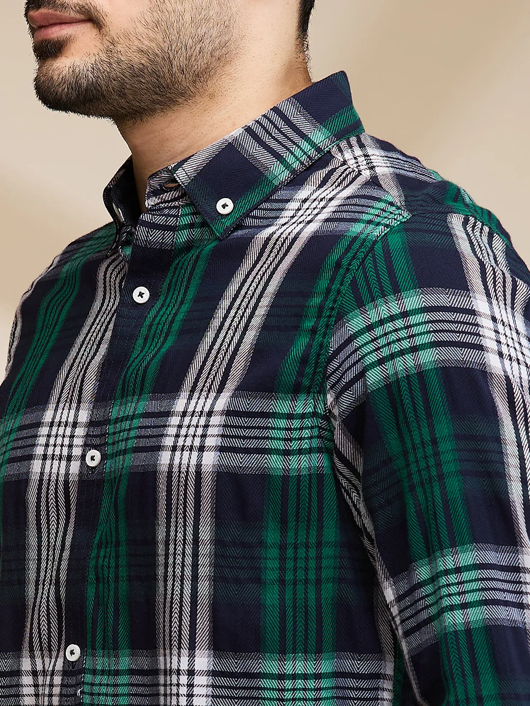 Green Slim Fit Regular Collar Men's Shirt by Being Human Clothing - Image 5