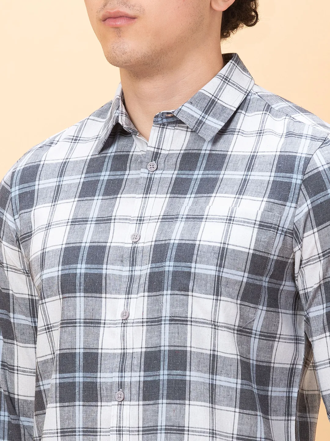 Grey Slim Fit Regular Collar Men's Shirt by Being Human Clothing - Image 5