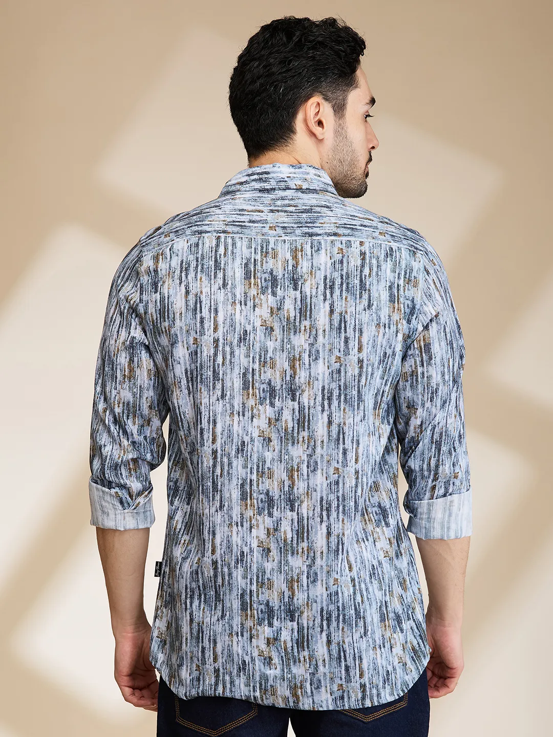 Grey Slim Fit Regular Collar Men's Shirt by Being Human Clothing - Image 3