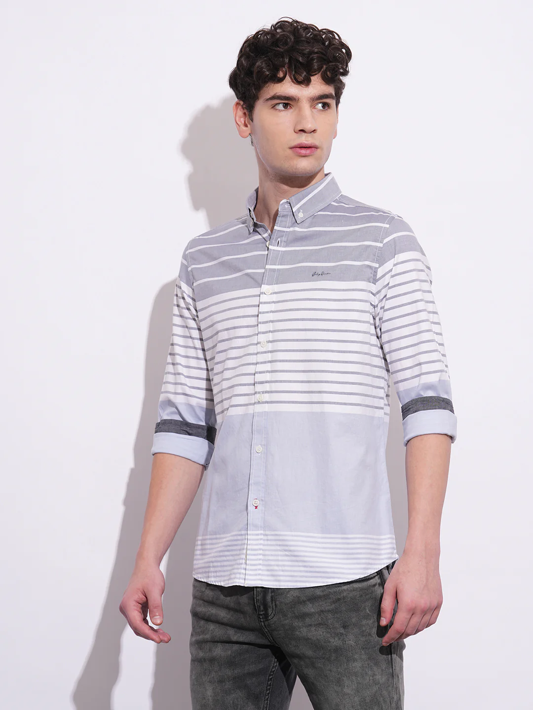Grey Regular Fit Regular Collar Men's Shirt by Being Human Clothing - Image 2