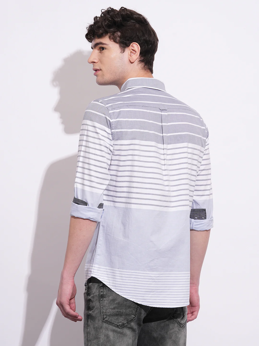 Grey Regular Fit Regular Collar Men's Shirt by Being Human Clothing - Image 3