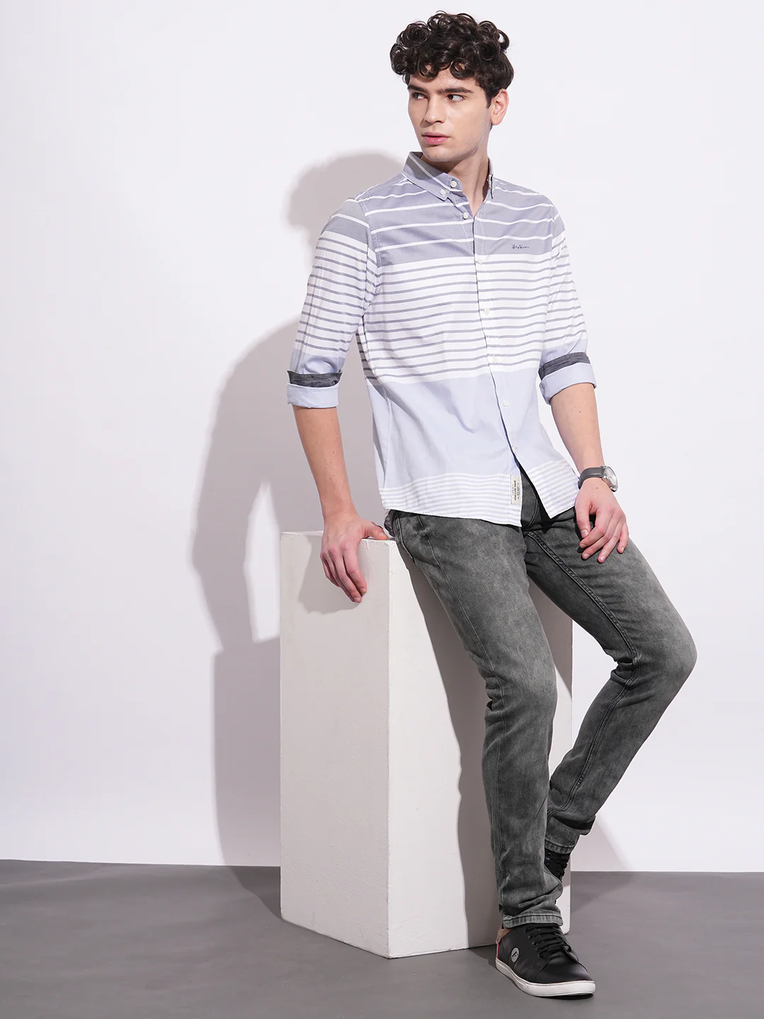Grey Regular Fit Regular Collar Men's Shirt by Being Human Clothing - Image 5