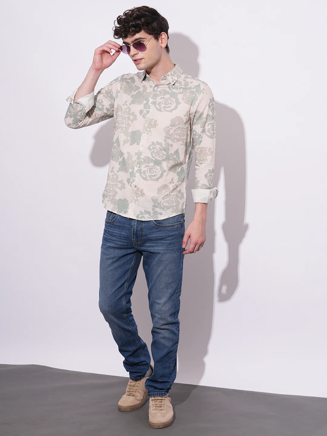 Grey Regular Fit Regular Collar Men's Shirt by Being Human Clothing - Image 5
