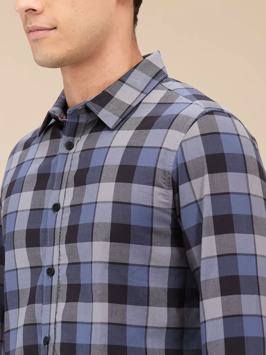 Grey Slim Fit Regular Collar Men's Shirt by Being Human Clothing - Image 5