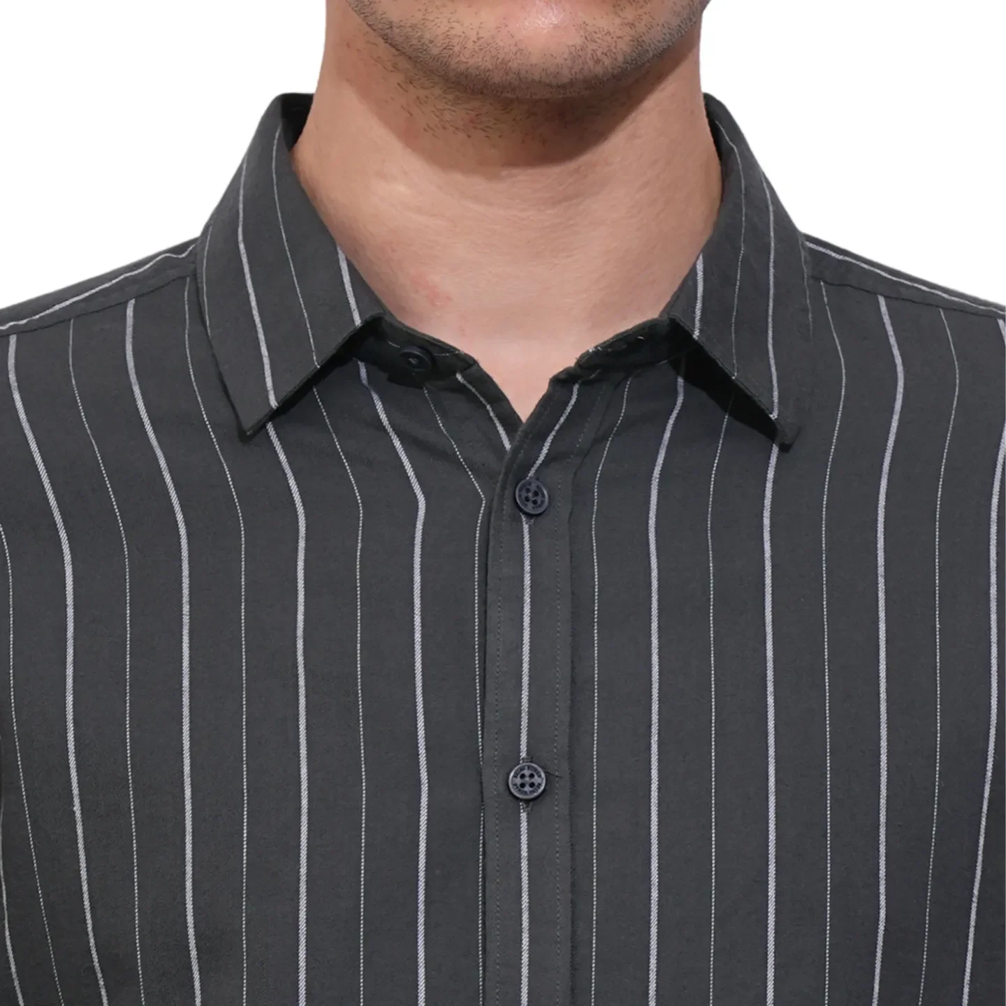 Grey Slim Straight Fit Regular Collar Long Sleeves Men's Shirt by Being Human Clothing - Image 5