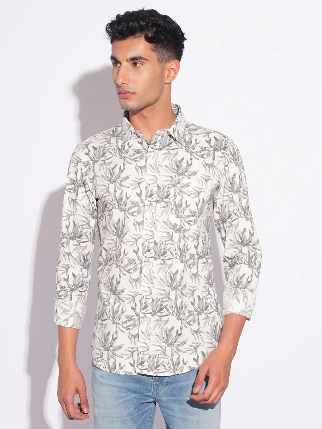Grey Moderno Fit Regular Collar Long Sleeves Men's Shirt by Being Human Clothing