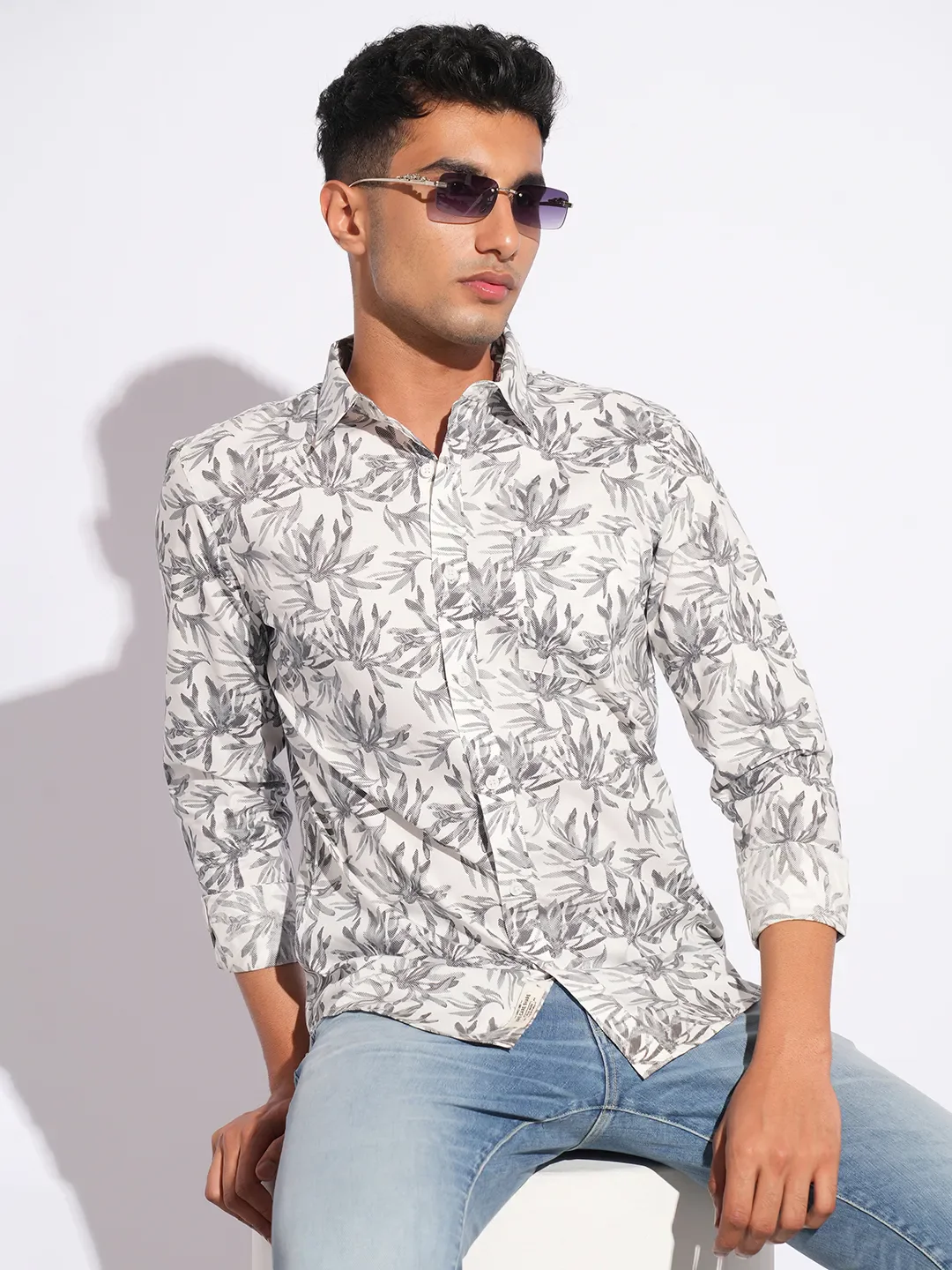 Grey Moderno Fit Regular Collar Long Sleeves Men's Shirt by Being Human Clothing - Image 6