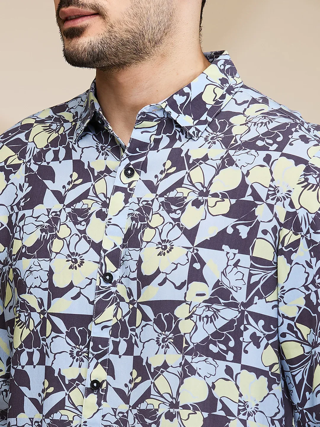 Grey Slim Fit Regular Collar Men's Shirt by Being Human Clothing - Image 5