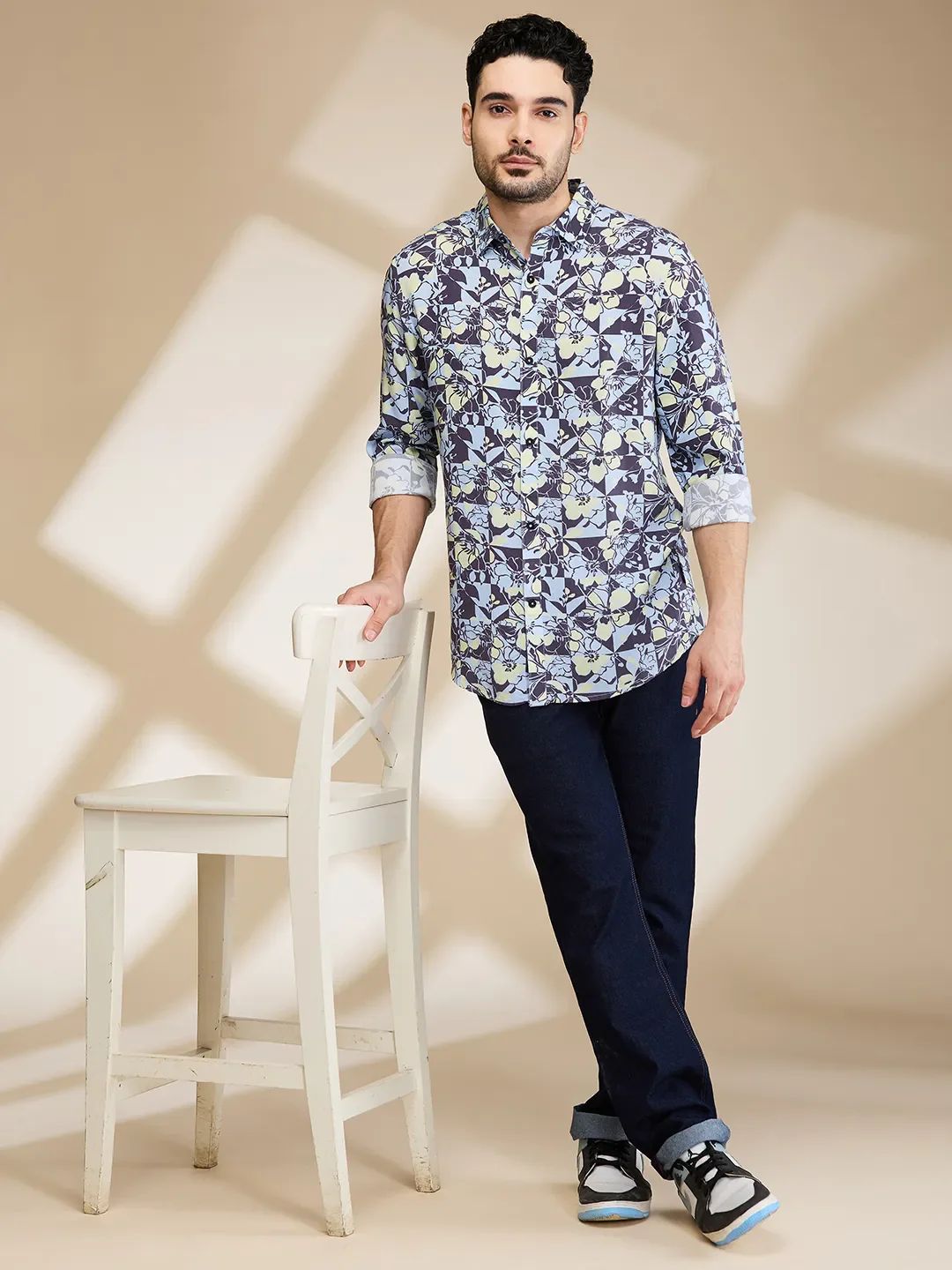 Grey Slim Fit Regular Collar Men's Shirt by Being Human Clothing - Image 6
