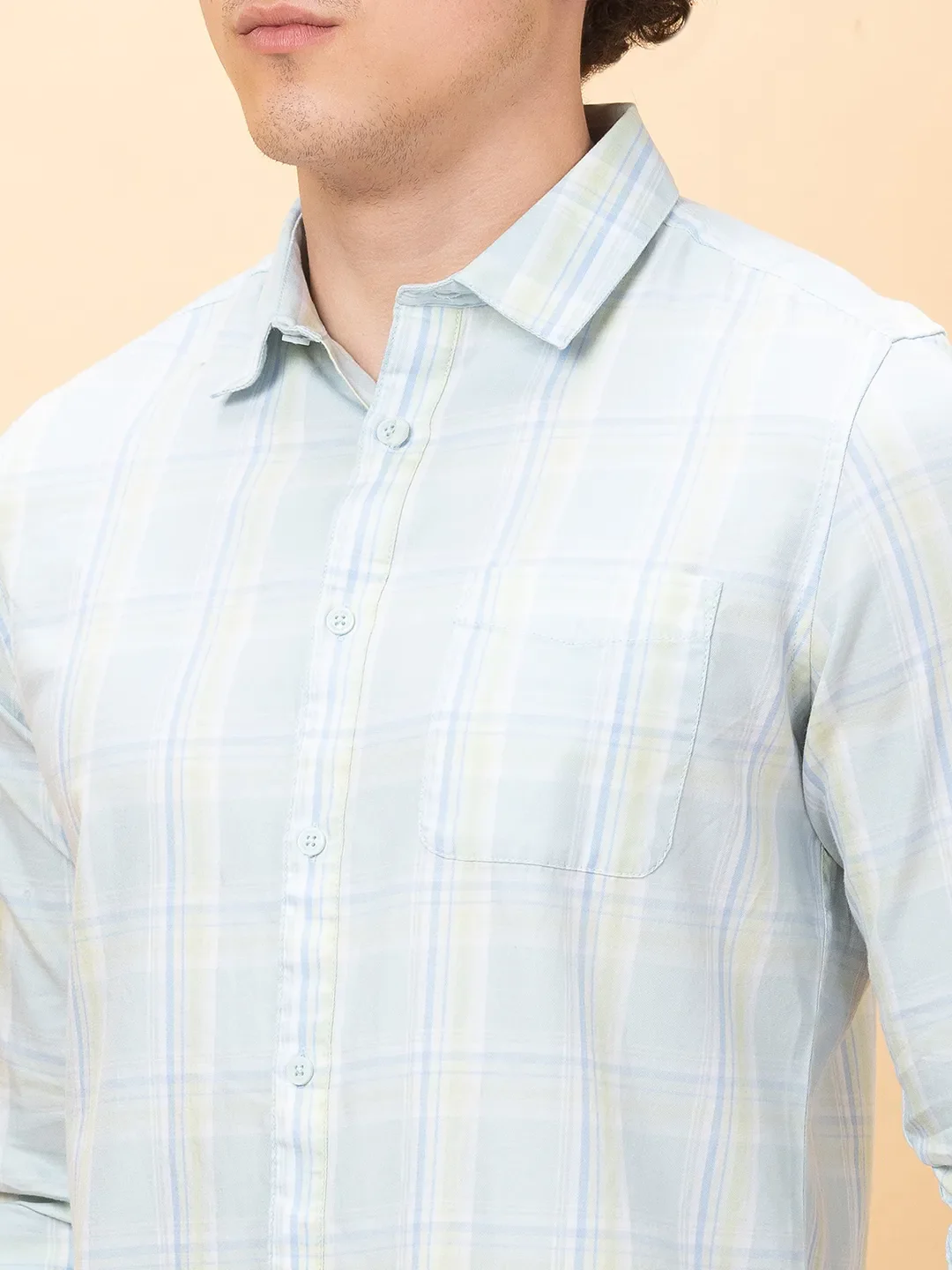 Ice Blue Slim Fit Regular Collar Men's Shirt by Being Human Clothing - Image 5