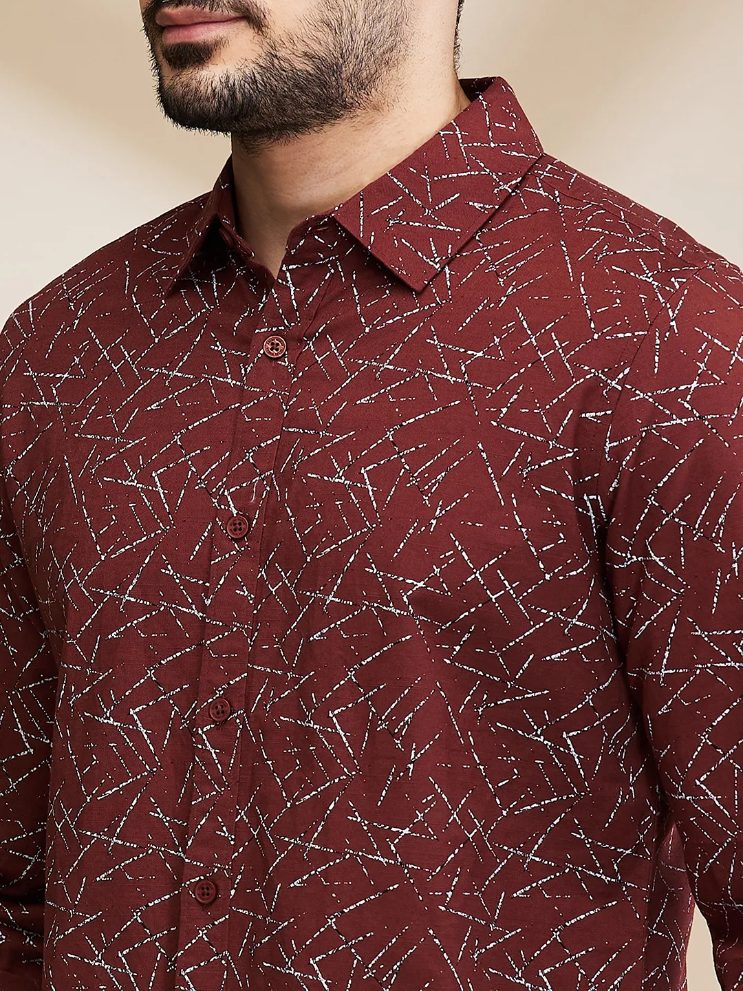 Brown Slim Straight Fit Regular Collar Long Sleeves Men's Shirt by Being Human Clothing - Image 5