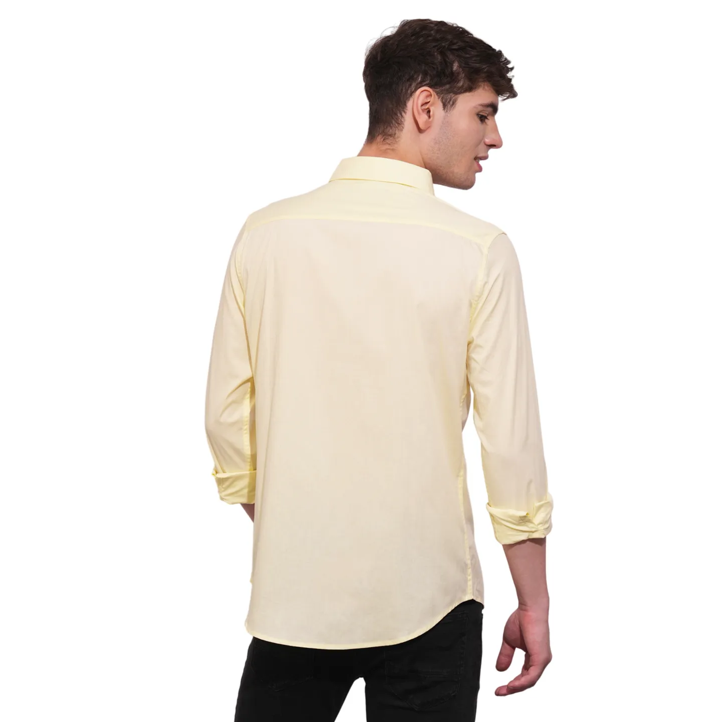 Yellow Slim Straight Fit Regular Collar Long Sleeves Men's Shirt by Being Human Clothing - Image 3