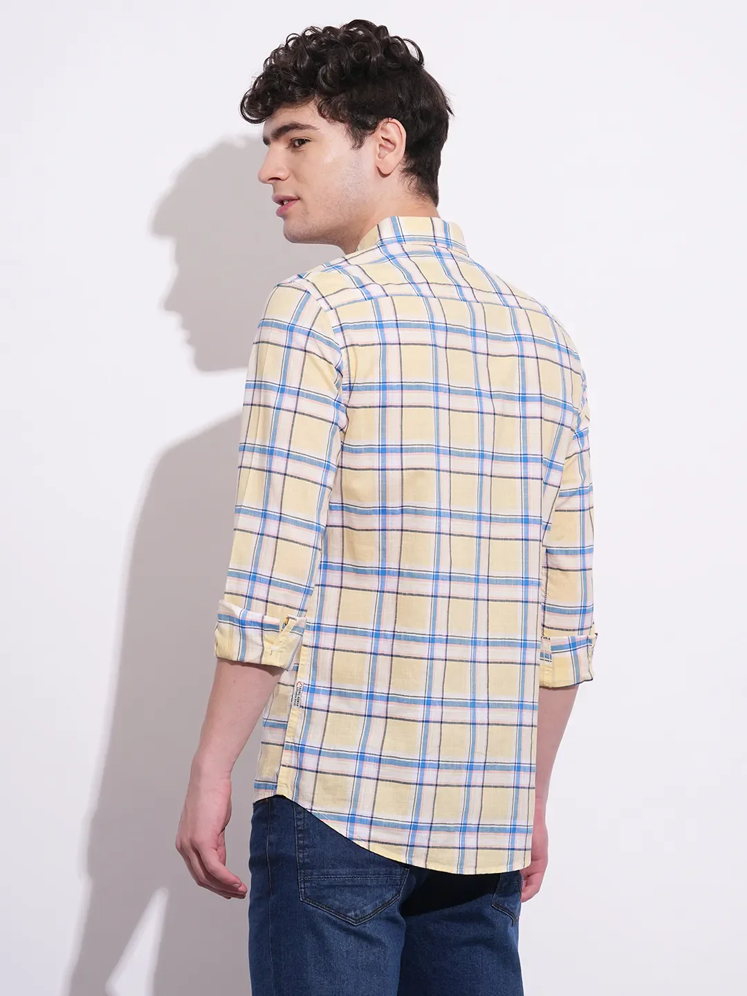 Yellow Regular Fit Regular Collar Men's Shirt by Being Human Clothing - Image 3